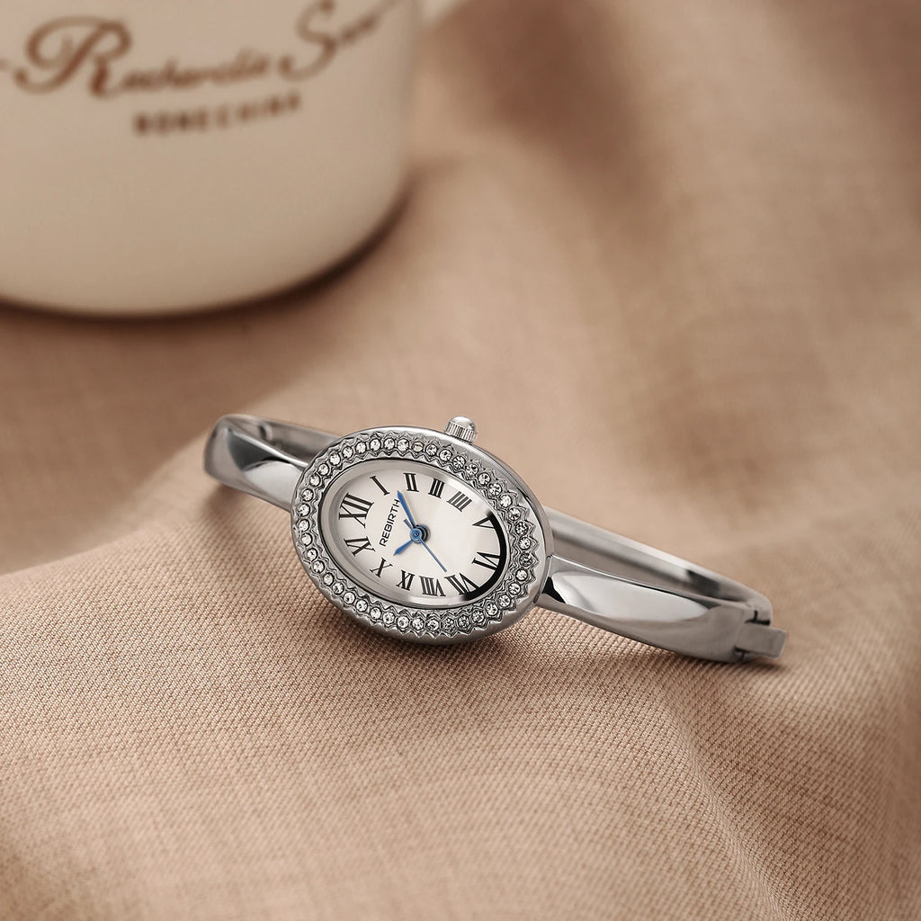 REBIRTH Retro Oval Quartz Watch – Casual Alloy Fashion Watch Quartz Fashion Watch Nixie