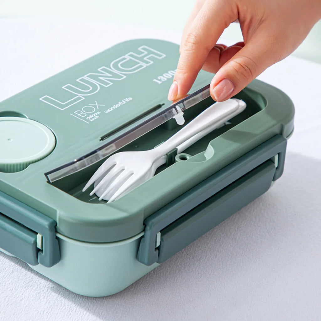 4-Compartment Bento Lunch Box | Sauce Jar & Utensils Included Bento Lunch Box Nixie