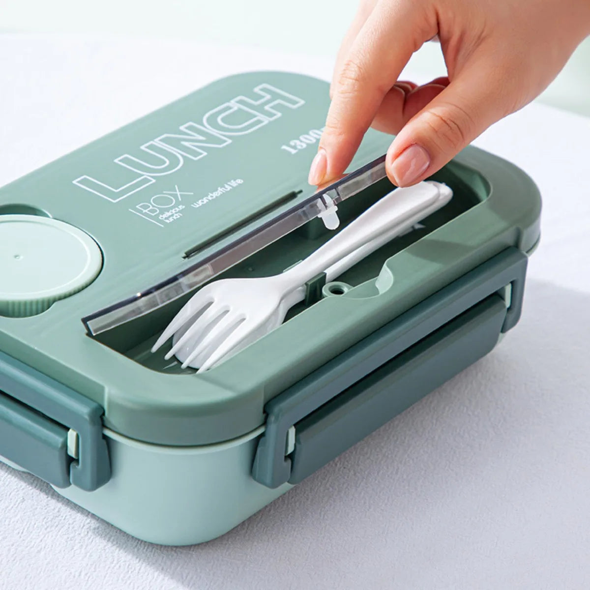 4-Compartment Bento Lunch Box | Sauce Jar & Utensils Included Bento Lunch Box Nixie