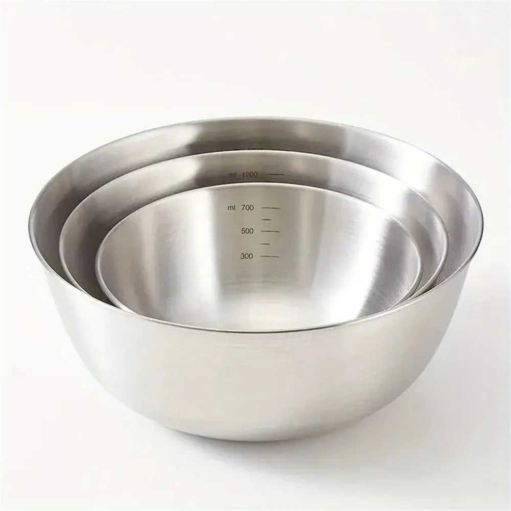 Stainless Steel Mixing Bowl Set with Scale – 1-3 Pcs Mixing Bowl Set Nixie