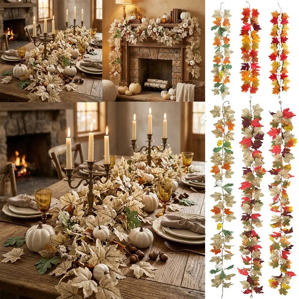 Autumn Artificial Maple Leaf & Pumpkin Garland – Fall Decor Artificial Fall Garland Nixie