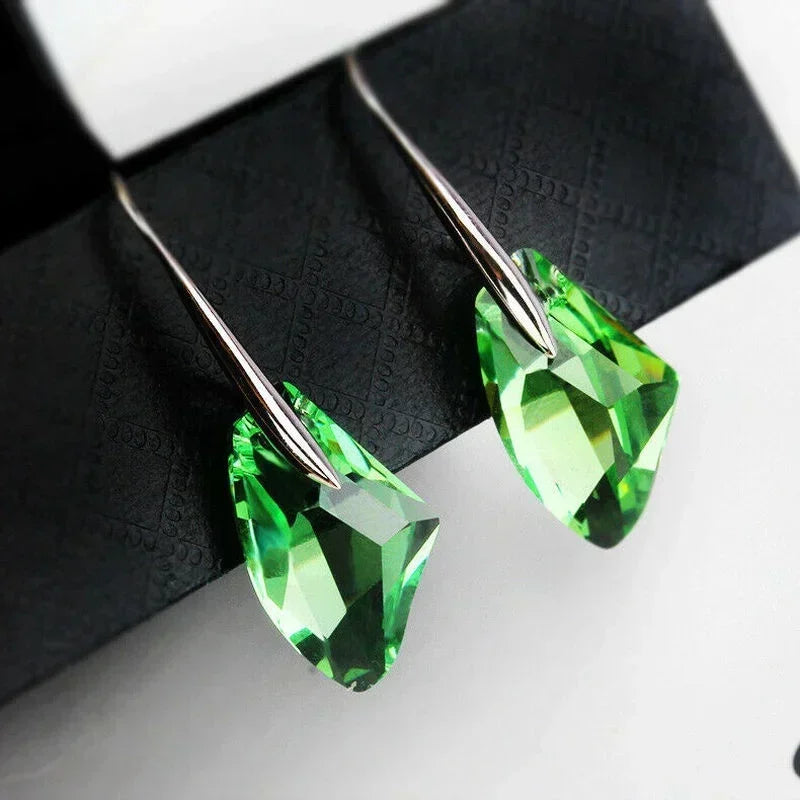 Women's Silver Crystal Teardrop Hook Drop Earrings | Gift Drop Earrings Nixie