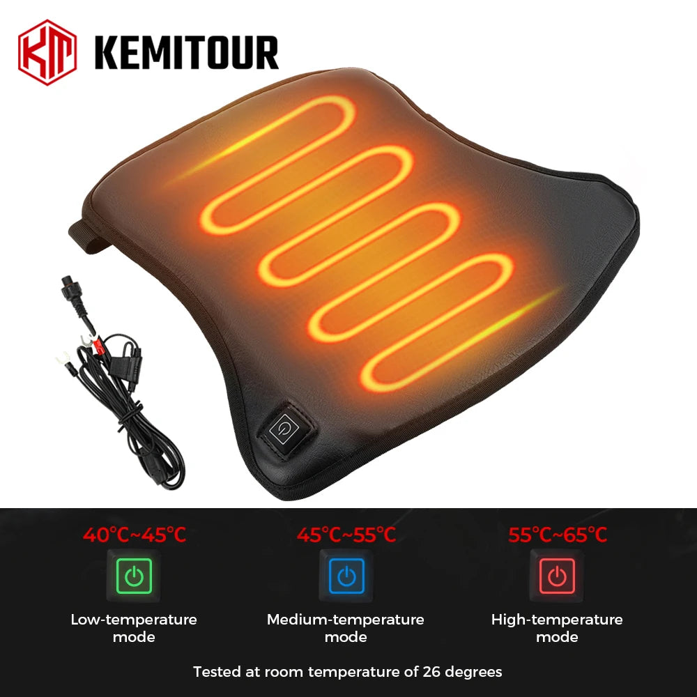 KEMITOUR 12V Motorcycle Heated Seat Cushion – Universal ATV Winter Heated Seat Cushion Nixie