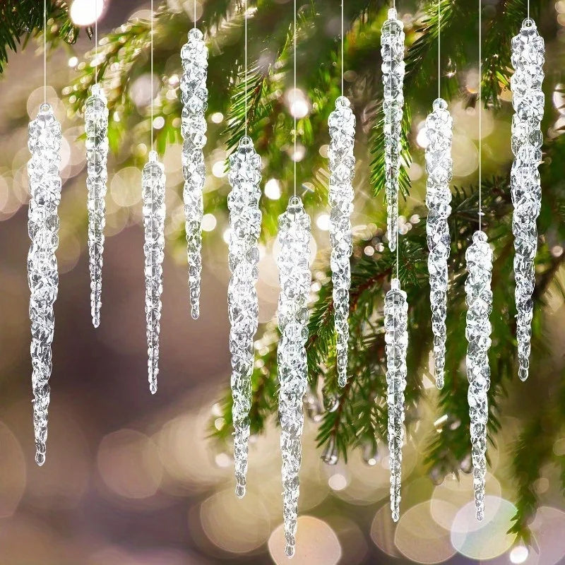 10Pcs Clear Acrylic Icicle Ornaments – Christmas & Wedding Décor Christmas Ornaments Nixie