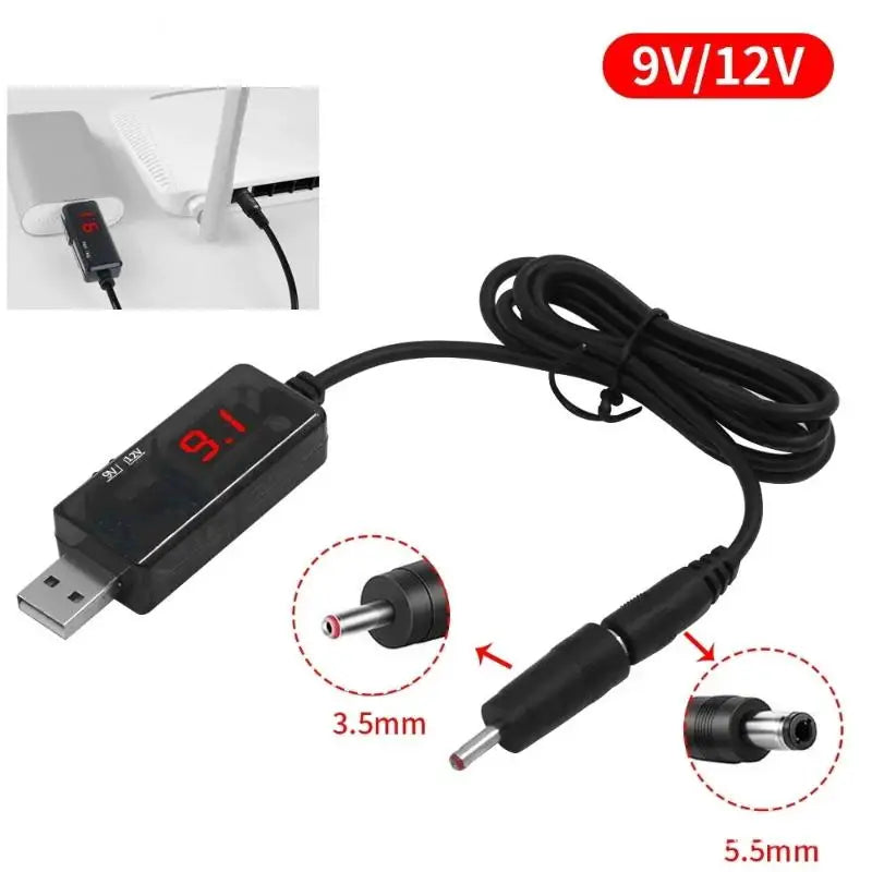 USB Boost Converter Cable DC 5V to 9V/12V Step-Up Power Supply
