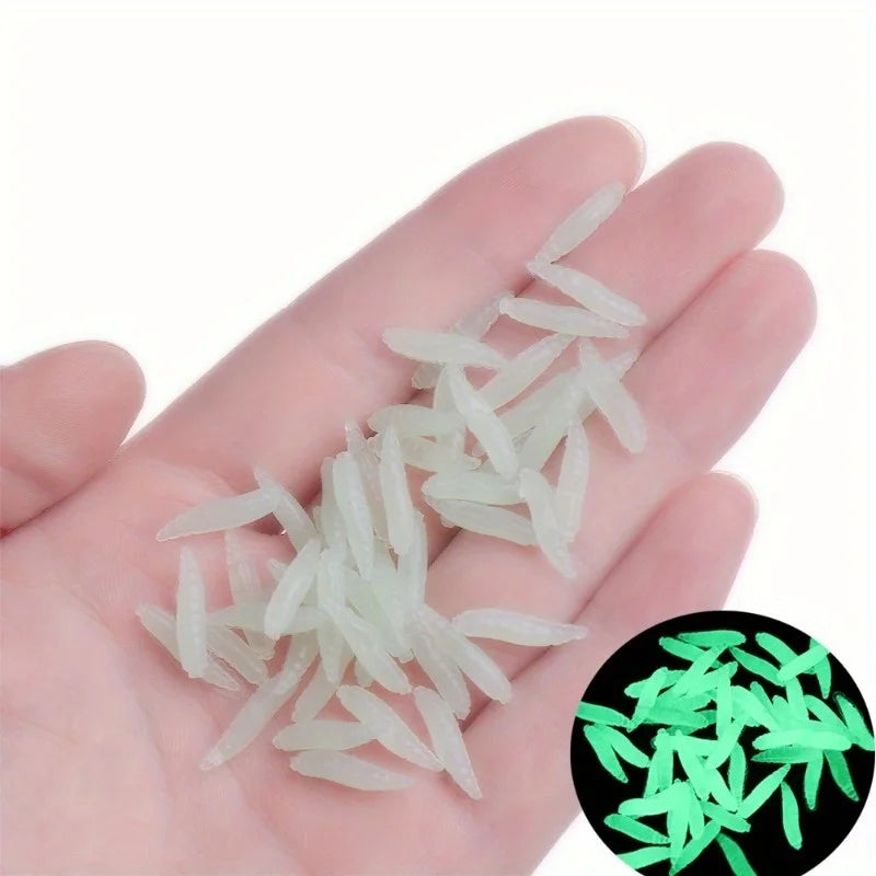 50Pcs Soft Grub Worm Fishing Lures 1.6cm Ivory PVC Bait Soft Fishing Lures Nixie