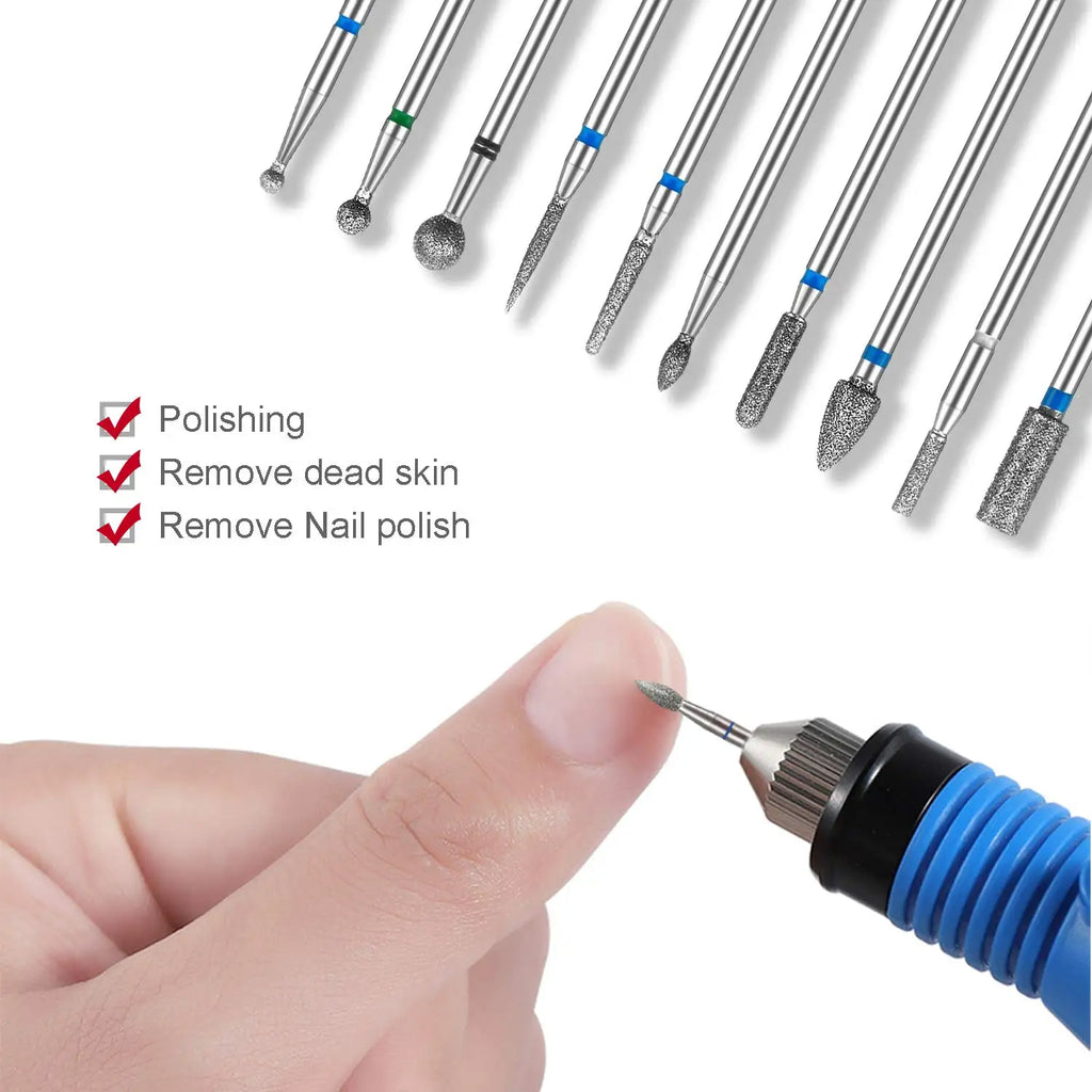 10-Piece Tungsten Carbide Nail Drill Bit Set for E-File Nail Drill Bit Set Nixie
