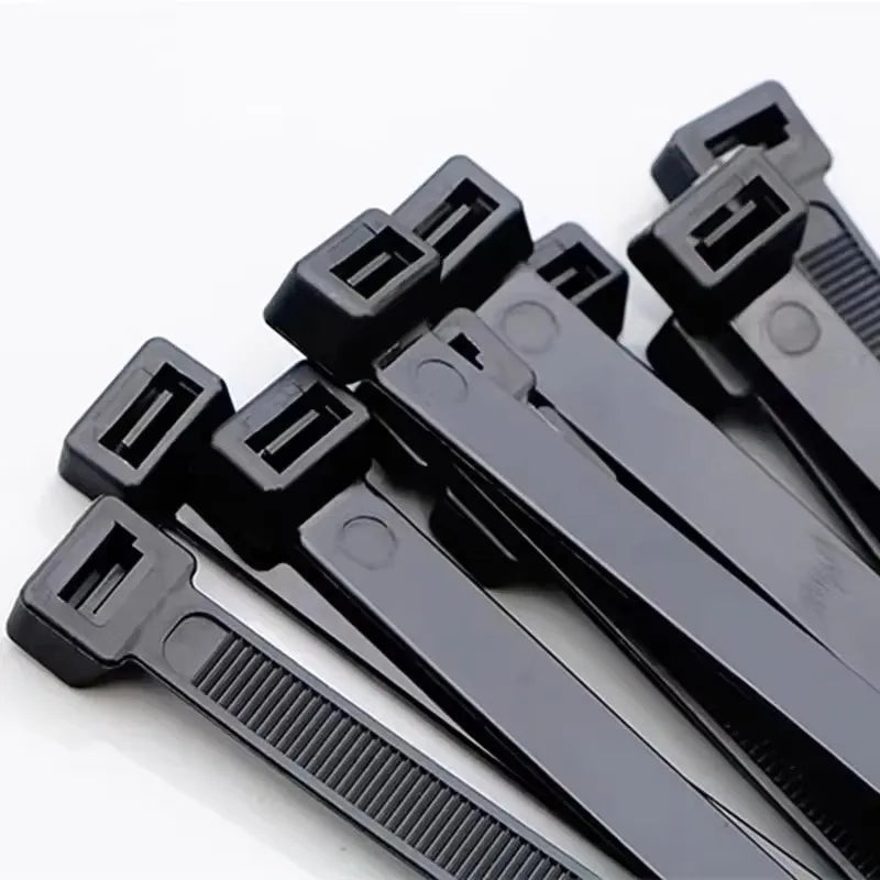 100PCS Black Nylon Cable Ties Self-Locking Zip Straps 8mm Nylon Cable Ties Nixie