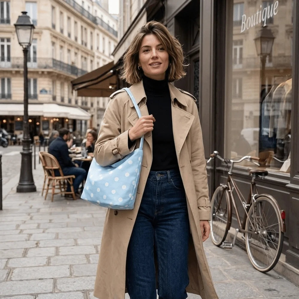 Women's Polka Dot Shoulder Bag – Water-Resistant Oxford Tote Shoulder Bag Nixie