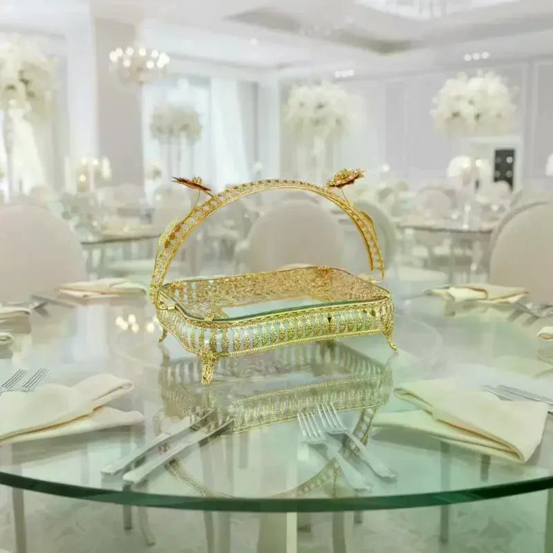 Retro Golden Fruit Plate – Luxury European Snack Tray Decorative Serving Tray Nixie