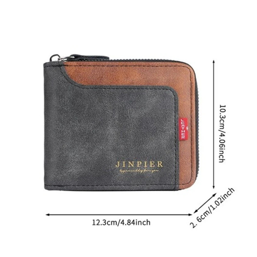 Men's PU Leather Short Wallet Zipper Card Holder | Nixie Leather Wallet Nixie
