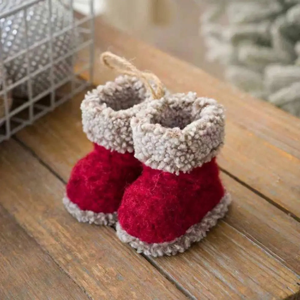 Knitted Plush Christmas Boot Ornaments – Mini Cozy Shoe Pendants Christmas Tree Ornament Nixie