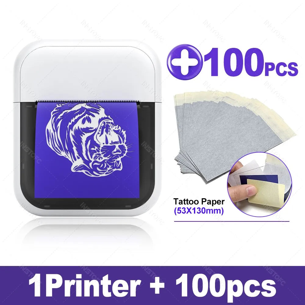 Mini Thermal Tattoo Stencil Printer – Inkless, Portable, 2-Inch Tattoo Stencil Printer Nixie 1Printer add 100pcs