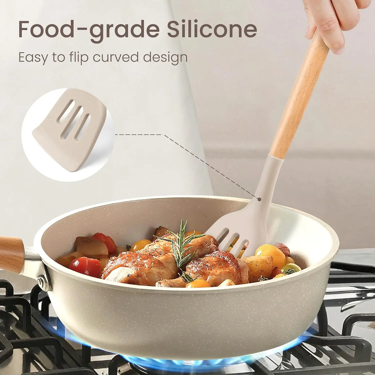 24-Piece Silicone Kitchen Utensil Set – Wooden Handles Kitchen Utensil Set Nixie