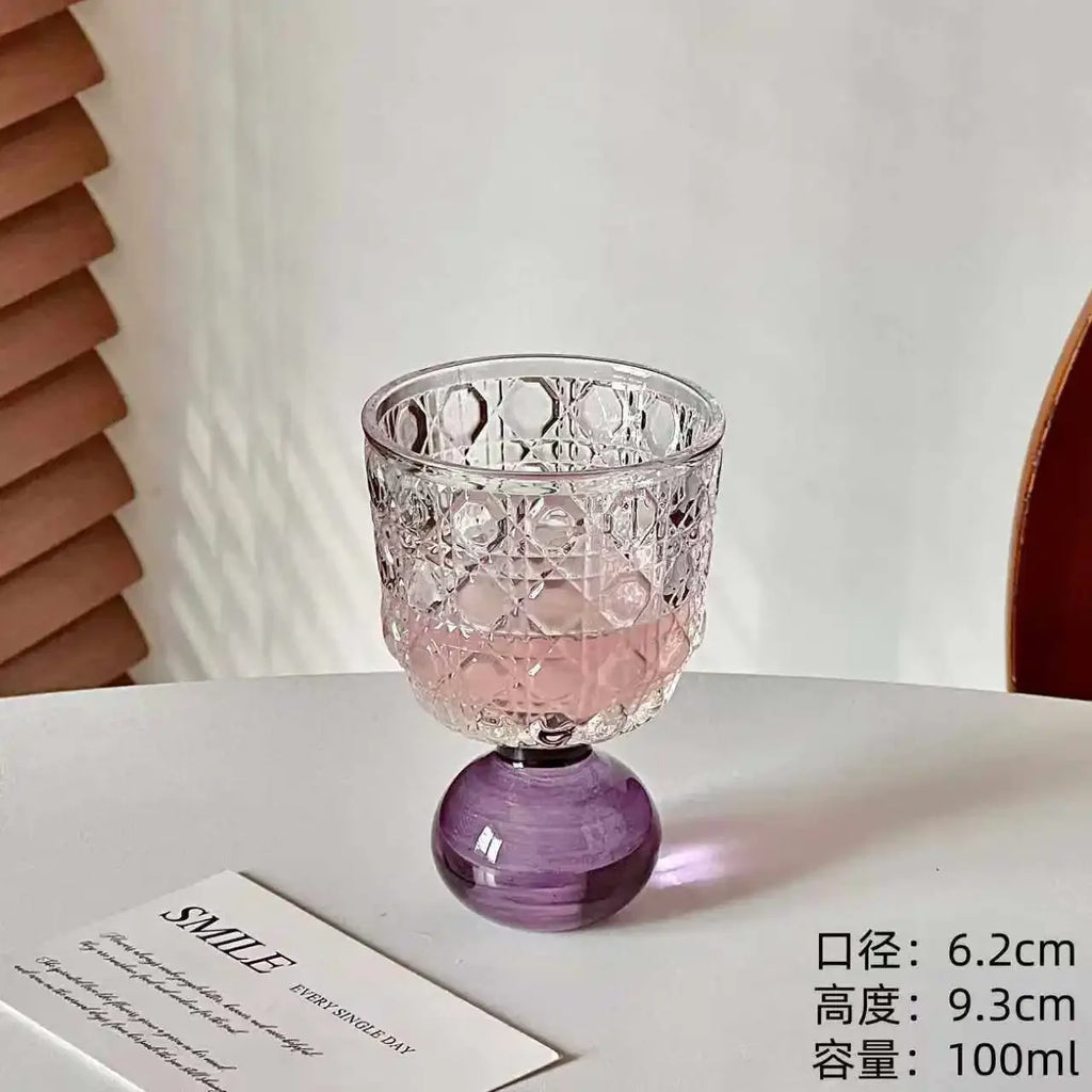 Vintage Ball Base Glass Cup – Wine, Whisky & Juice Drinkware Novelty Glass Cup Nixie PURPLE 51-100ml