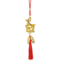 Golden Chinese Zodiac Goat Ornament with Red Tassel Lucky Charm Hanging Ornament Nixie A6