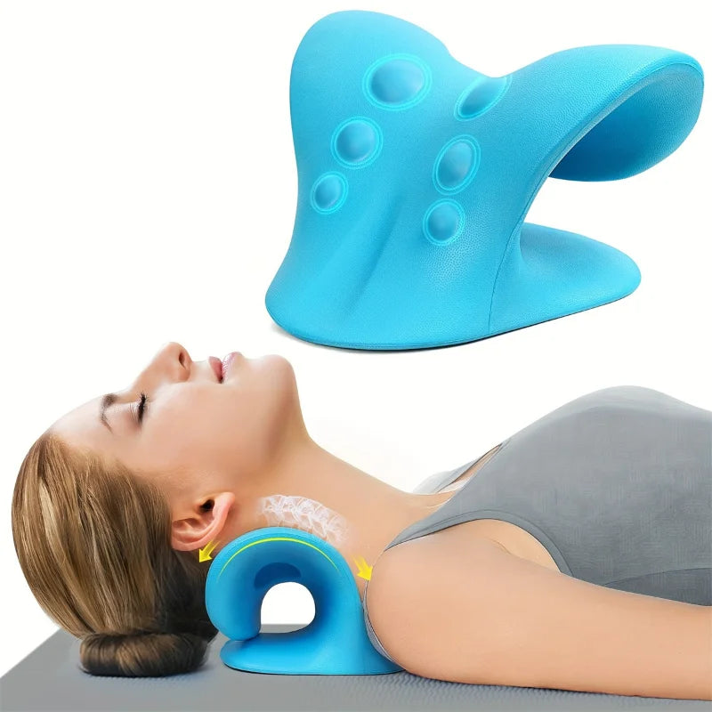 C-Shaped Neck Traction Pillow – Cervical Alignment Support Neck Traction Pillow Nixie Blue