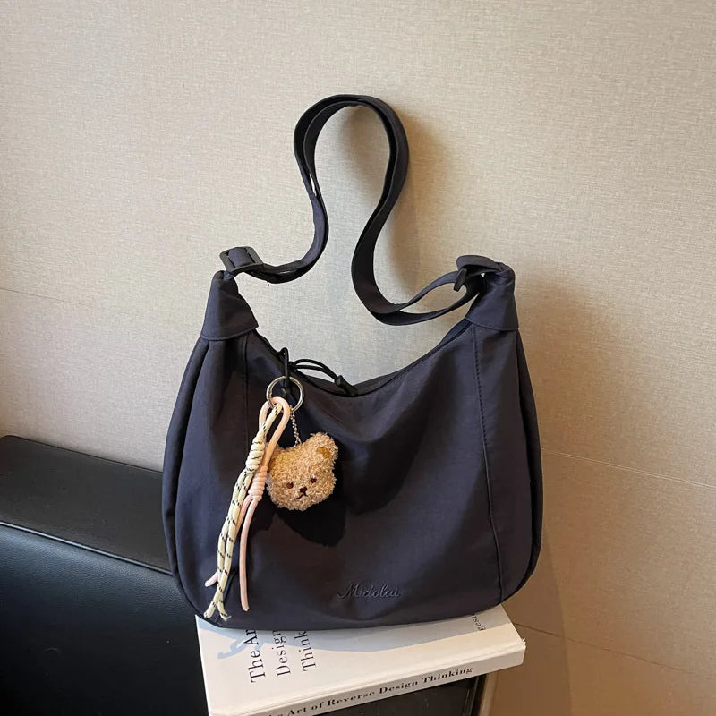 Japanese Canvas Tote Bag – Large Shoulder & Crossbody Bag Canvas Tote Bag Nixie Blue (No Charm)