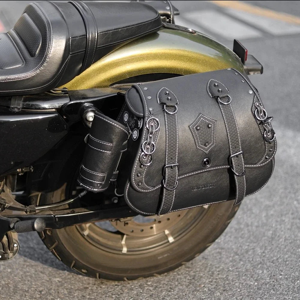 Retro PU Leather Motorcycle Saddlebags – Universal Fit w/ Brackets Motorcycle Saddlebags Nixie