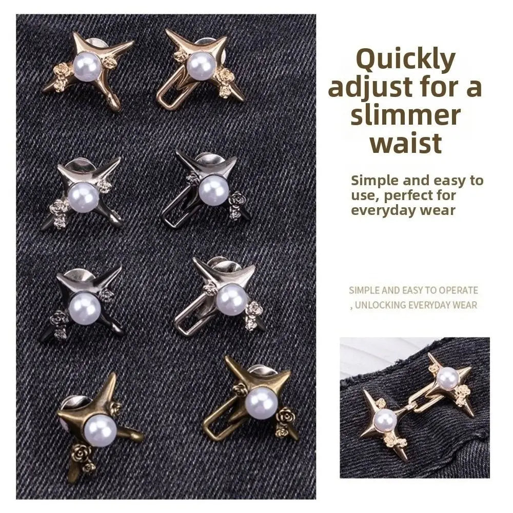 Pearl Waist Cinch Buckle – No-Sew Adjustable Jean Button Waist Adjuster Buckle Nixie