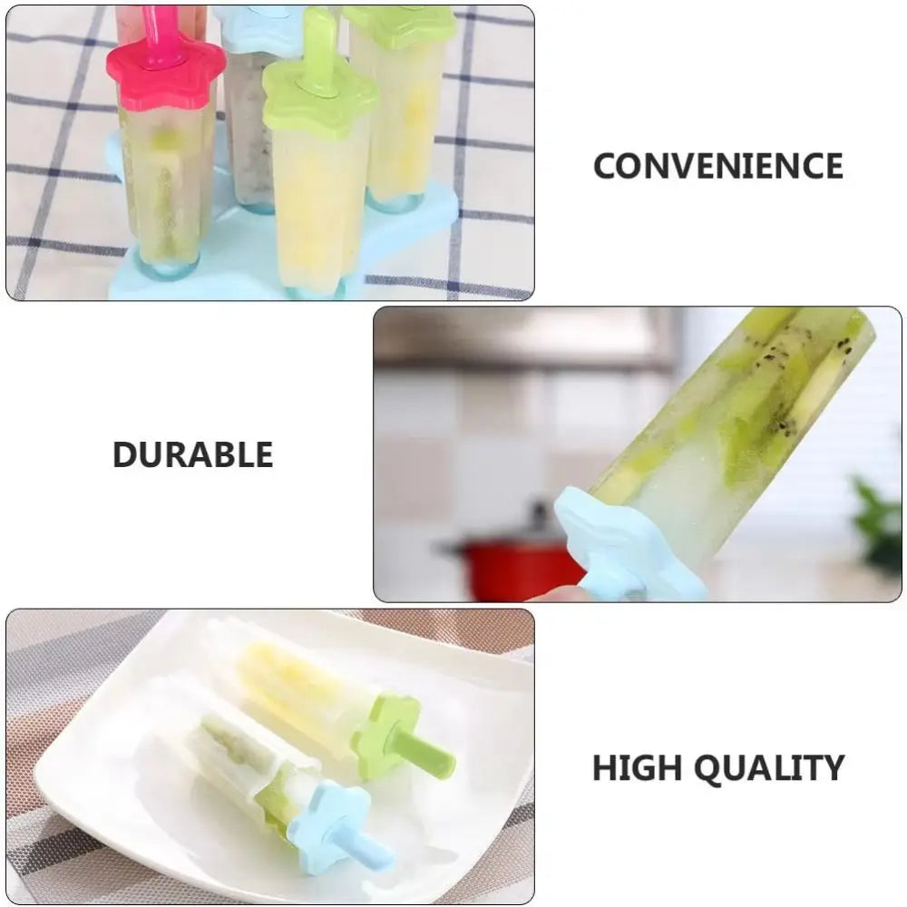 Reusable 6-Cavity Popsicle & Ice Cream Molds – Food-Grade DIY Ice Cream Mold Nixie
