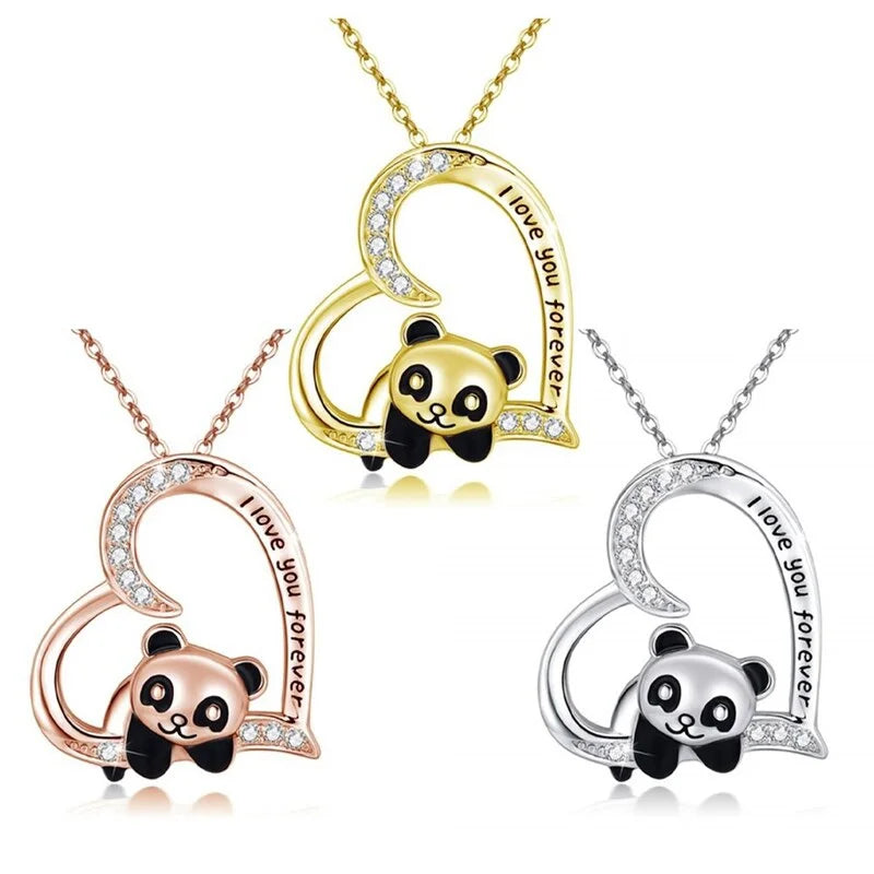 Panda Heart Pendant Necklace – Cute Animal Charm Gift for Women Pendant Necklace Nixie