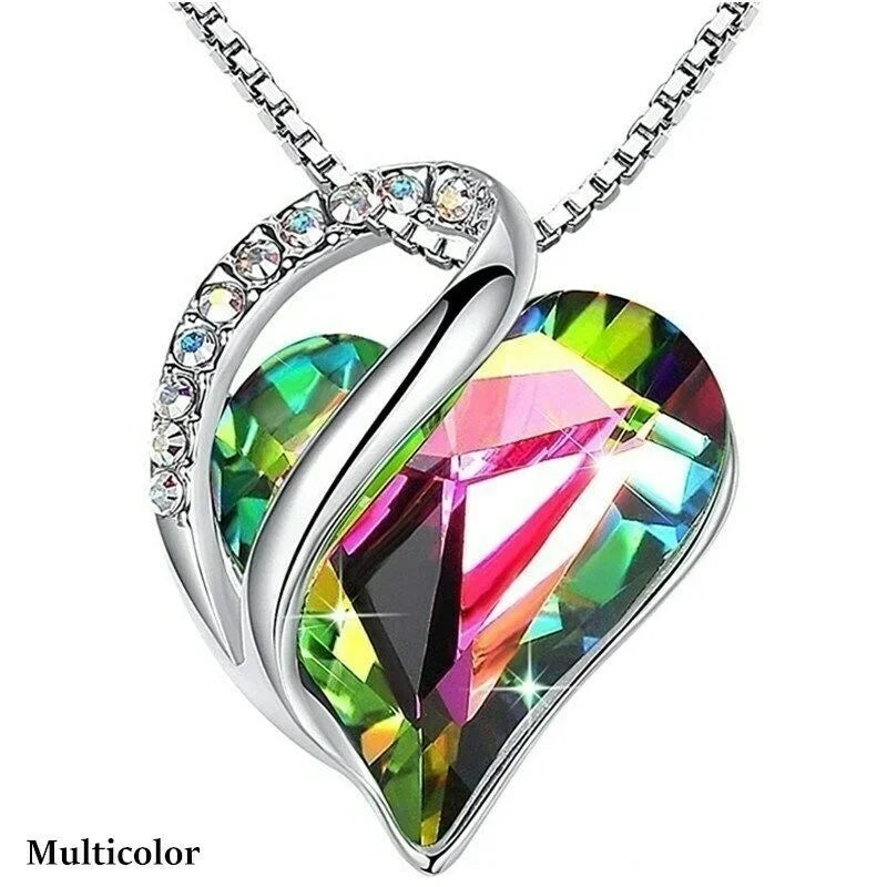 Crystal Zircon Heart Pendant Necklace – 14 Colors | Nixie Pendant Necklace Nixie