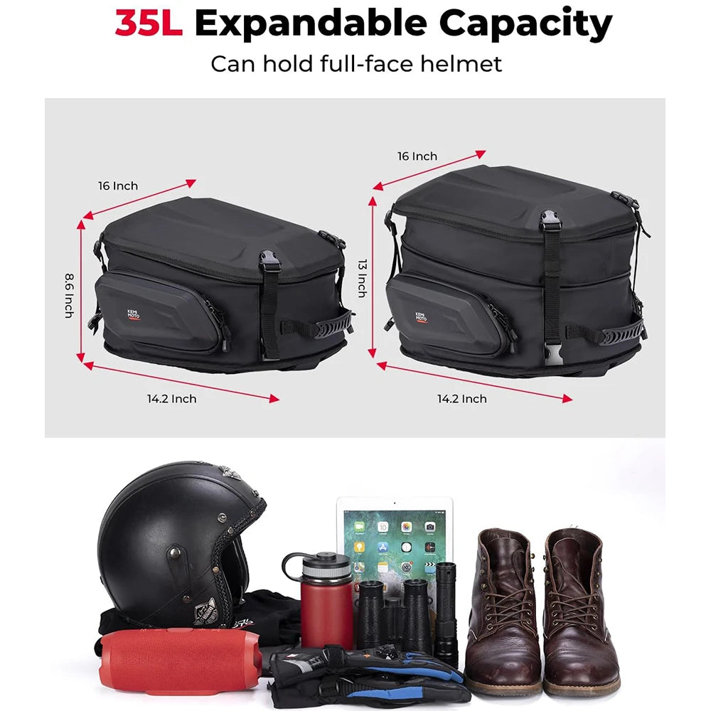 KEMITOUR Motorcycle Tail Bag Hard Shell EVA Waterproof 25–40L Motorcycle Tail Bag Nixie