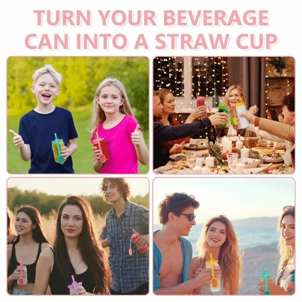 Reusable Silicone Soda Can Lids with Straw – BPA-Free Silicone Can Lids Nixie