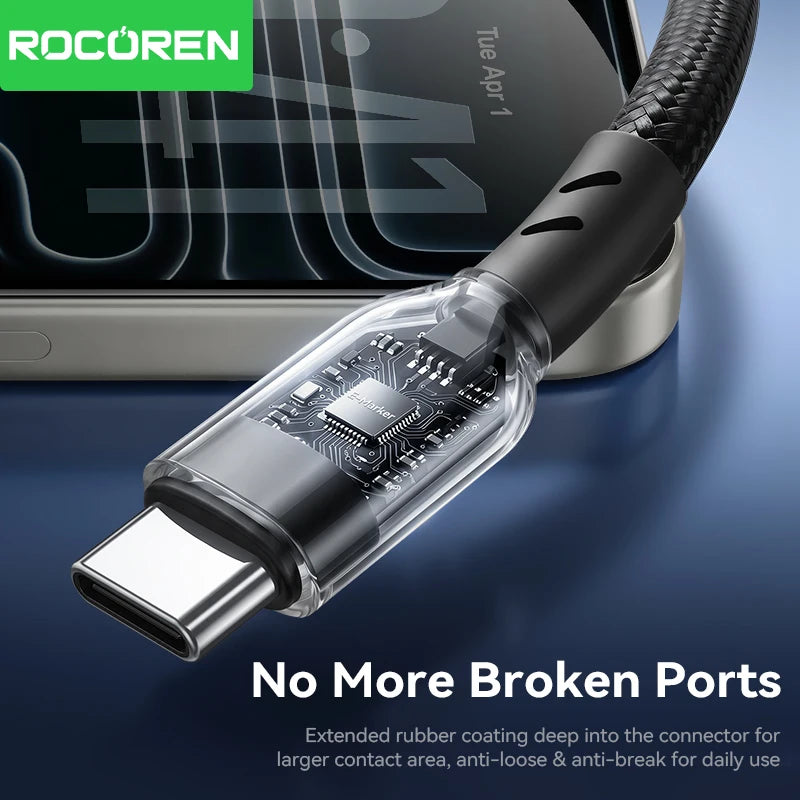 Rocoren 100W USB-C to USB-C Fast Charging Cable 1m/2m USB-C Charging Cable Nixie