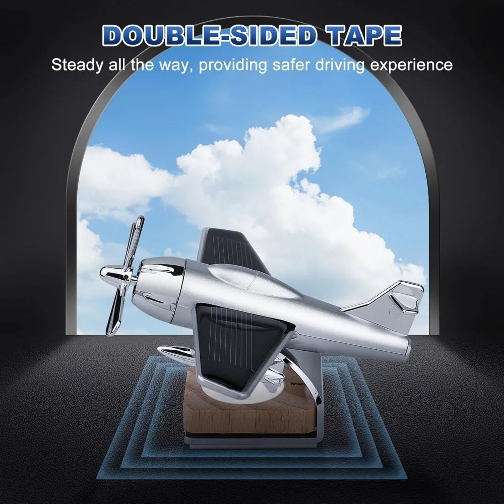 Solar Airplane Fragrance Diffuser – Alloy & Wood Home Car Decor Air Freshener Ornament Nixie