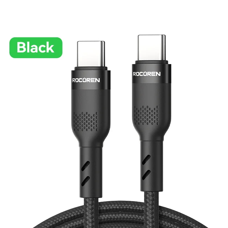Rocoren 100W USB-C to USB-C Fast Charging Cable 1m/2m USB-C Charging Cable Nixie Black 0.5m Type-C to Type-C