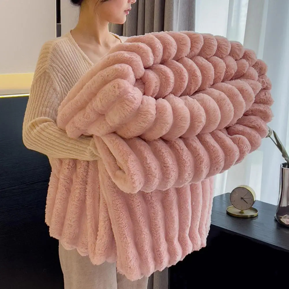 Cozy Plush Throw Blanket – Thick Fluffy Bubble for Couch & Bed