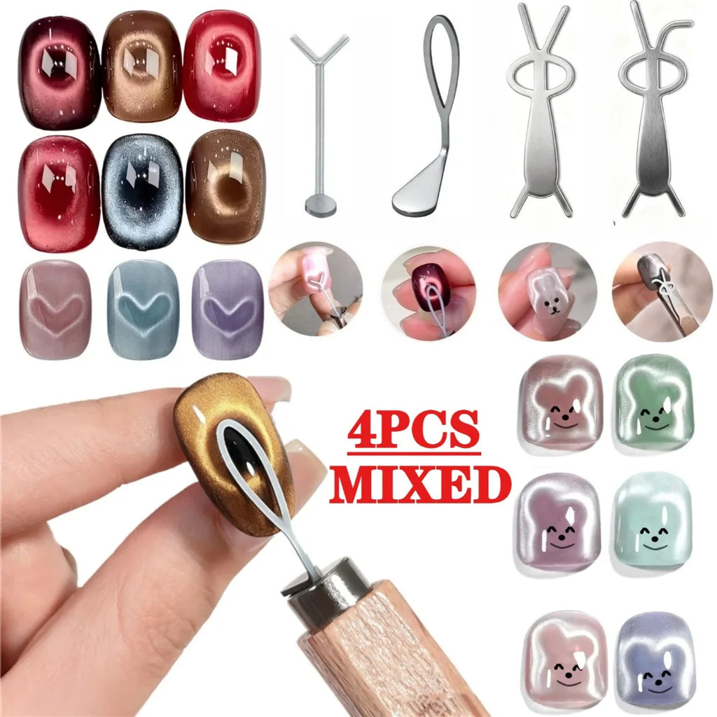 Cat Eye Nail Art Template Set – 4 Metal Linear Design Guides Nail Art Templates Nixie