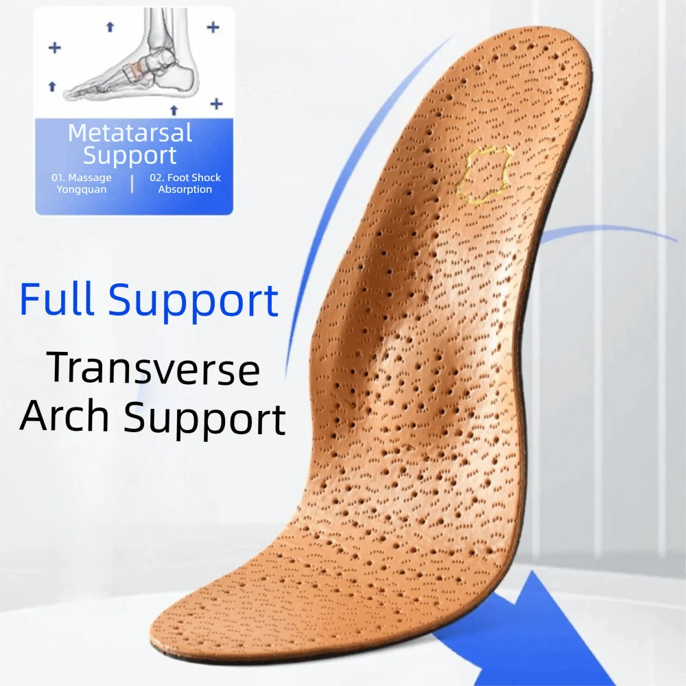 Orthopedic Leather Insoles for Flat Feet – Unisex Arch Support Orthotic Shoe Insoles Nixie