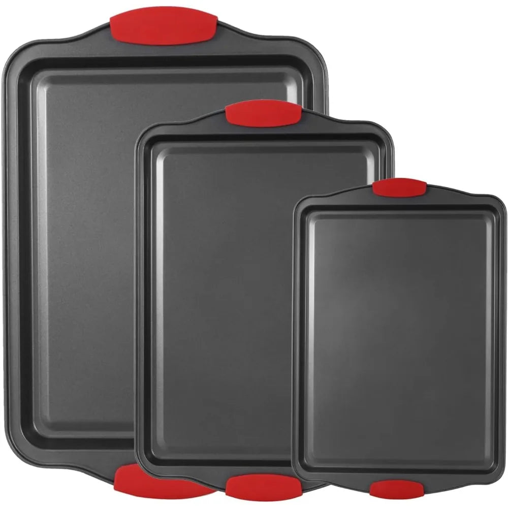 Nonstick Carbon Steel Baking Pan Set with Silicone Handles