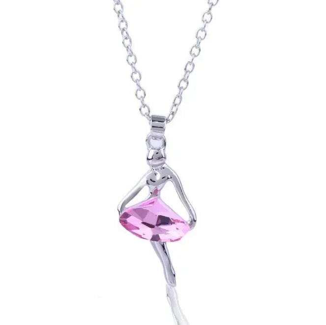Red Crystal Zircon Ballet Dancer Pendant Necklace – Hypoallergenic Pendant Necklace Nixie