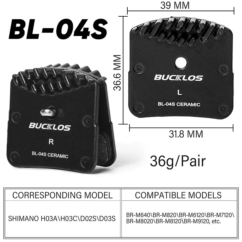 BUCKLOS Ceramic Disc Brake Pads for Shimano & SRAM MTB Road Bike Disc Brake Pads Nixie