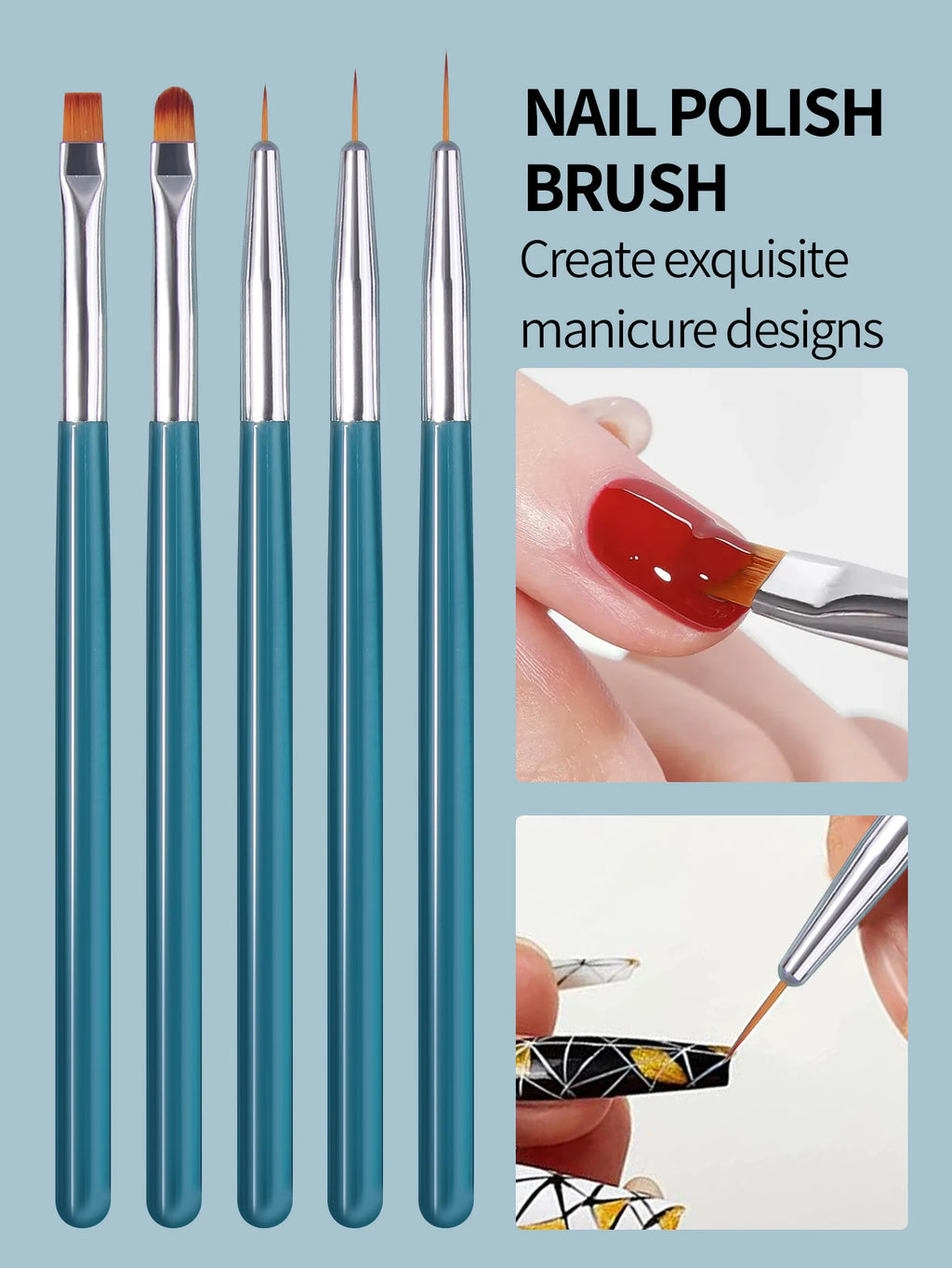 5-Piece Nail Art Brush Set – Painting, Dotting & Liner Tools Nail Art Brush Set Nixie