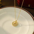 Zircon Wheel Pendant Necklace – Minimalist Gold Clavicle Chain Pendant Necklace Nixie XL1452-14 40cm