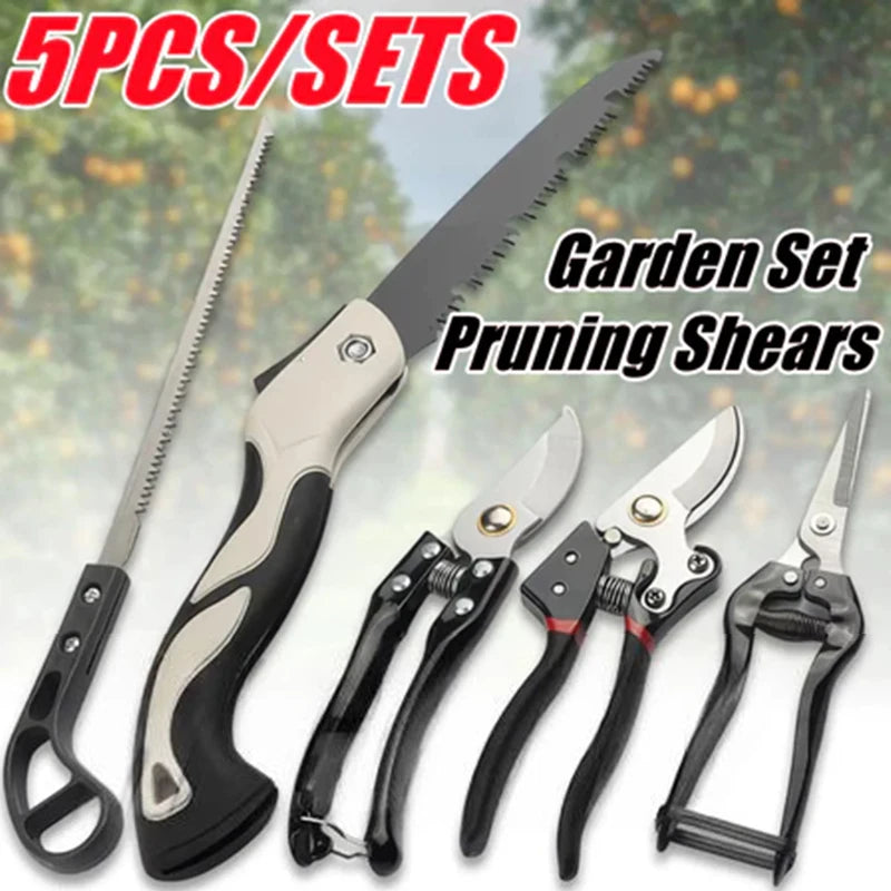 5-Piece Garden Shear Toolkit | Pruning Shears & Folding Saw