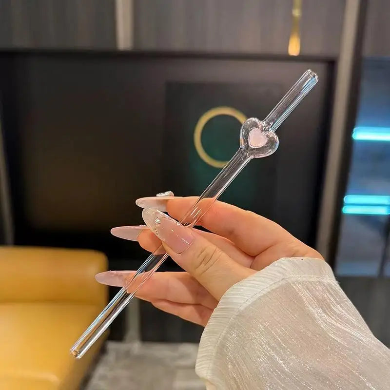 Heart Glass Reusable Straws for Party, Wedding & Cocktails Glass Drinking Straws Nixie