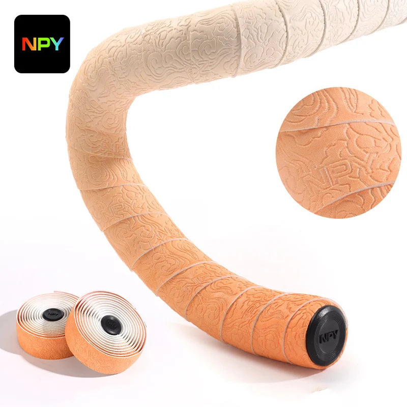 Road Bike Handlebar Tape EVA/PU Anti-Slip Bar Wrap + Plugs Handlebar Tape Nixie ORANGE