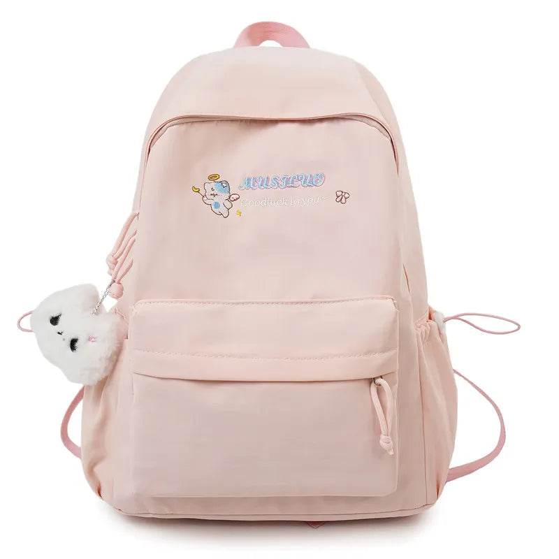 Korean Cute Cartoon Embroidered Backpack – Lightweight School Bag Embroidered Backpack Nixie