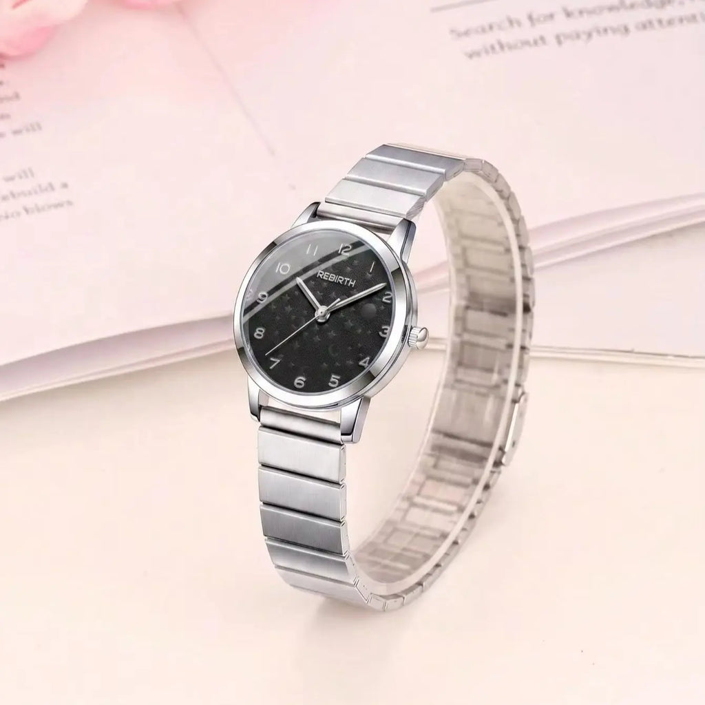 REBIRTH Women's Gold Starry Sky Dial Quartz Watch | 3 Bar Women's Quartz Watch Nixie