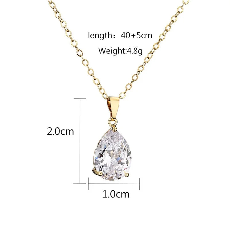 Oversized Water Drop Zirconia Pendant Necklace for Women Pendant Necklace Nixie