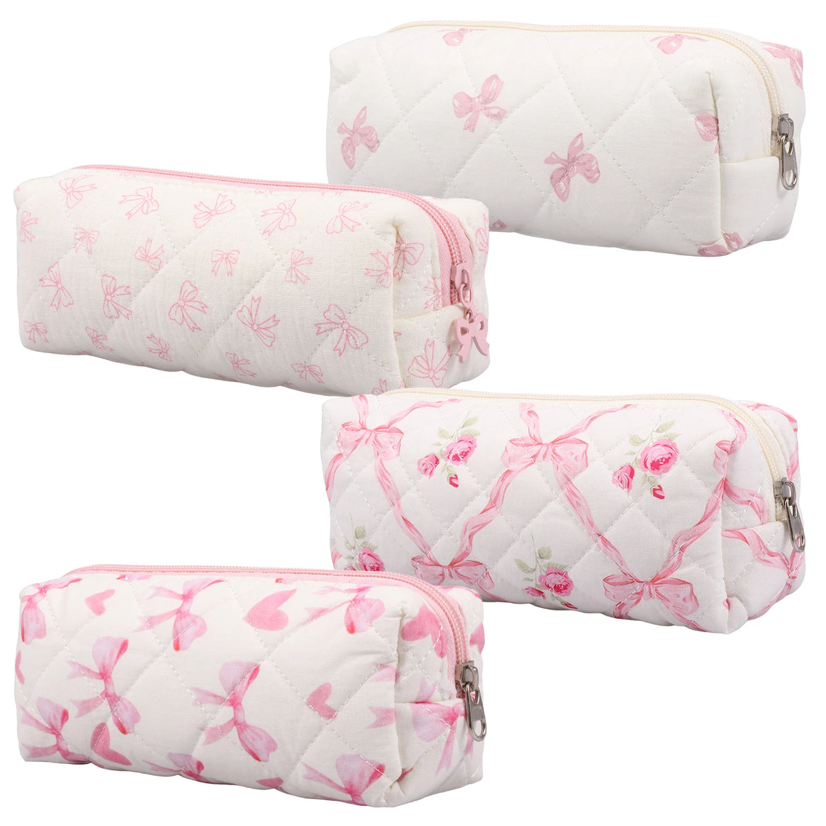 4Pcs Cute Bow Pencil Pouch Set | Zipper Case for School Travel Pencil Pouch Set Nixie 4