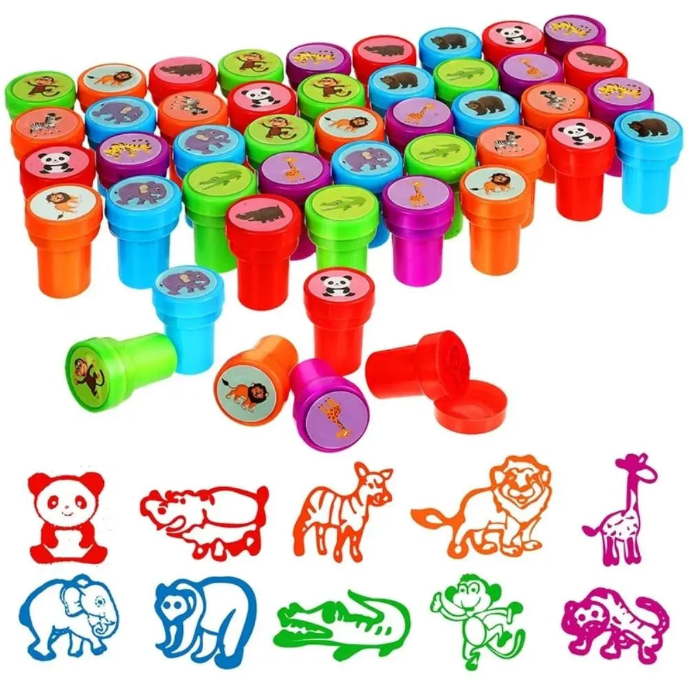 Cartoon Animal Self-Ink Stamps Set – 10, 12 or 26 Pcs