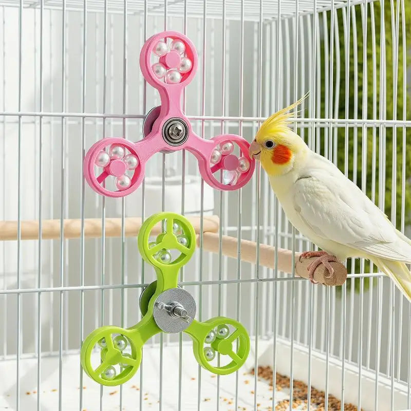 Rotating Spinner Wheel Bird Toy for Parrots & Parakeets Interactive Bird Toy Nixie