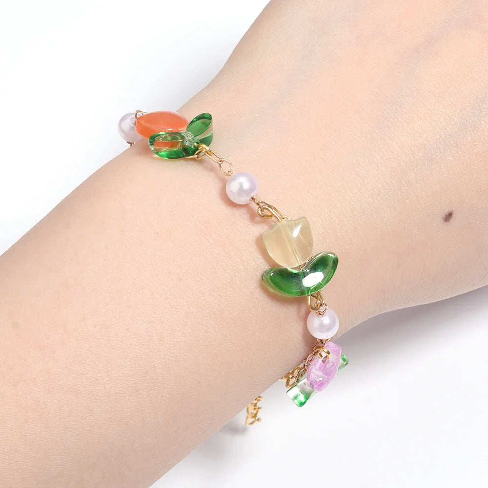 30pcs 9mm Tulip Flower Lampwork Glass Beads for DIY Jewelry Lampwork Glass Beads Nixie